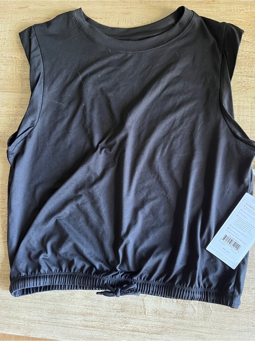 Women’s Black Sleeveless Drawcord Hem Tank Top
